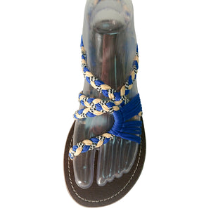Souk Of Treasures - All Thai'd Up - Blue & Cream Soft Rope Sandals from Thailand