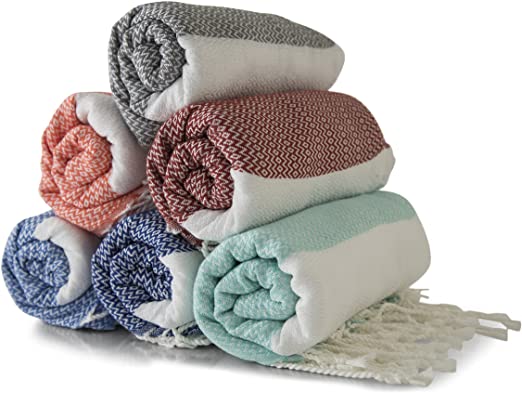 NERENZA Premium Turkish Beach Towel Cotton Peshtemal - Stylish Turkish Bath  Towels Extra Large Blanket for Beach and Bathroom - Prewashed - 35 x 70